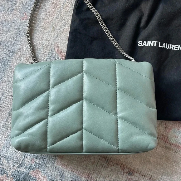 SAINT LAURENT LouLou Mini YSL Puffer Toy Crossbody Bag Vert Opaline - Picture 8 of 12